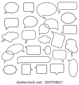 Simple black speech bubbles icon set. Communication idea. Chat emblem. Message symbol. Vector illustration. Stock image.