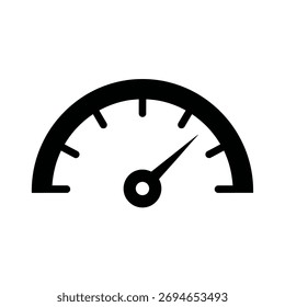 A simple black speedometer icon, displaying a reading. The needle points towards the right side of the gauge.