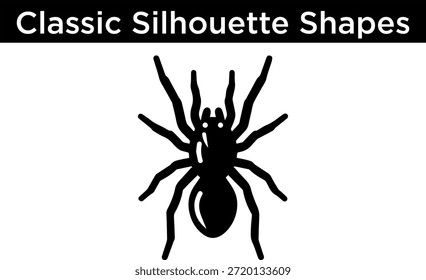 Silueta simple de la araña negra aislada en el fondo blanco