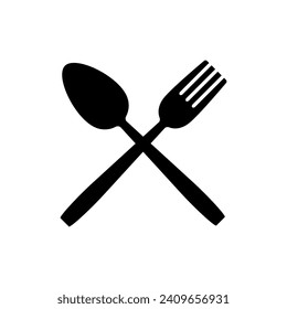 ilustración vectorial de símbolo de icono de cuchara negra simple y bifurcación