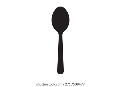 Icono negro simple de la cuchara aislado en fondo transparente