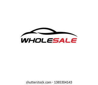 simple black sports car silhouette with wholesale text below