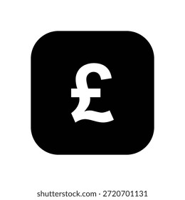 Ein einfaches schwarzes Quadrat mit einem weißen Pfund-Symbol, das auf einem sauberen und minimalistischen Hintergrund steht und Finanzen und Währung in einem modernen und digitalen Kontext darstellt.