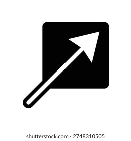 Simple black square with a white diagonal arrow pointing upwards right
