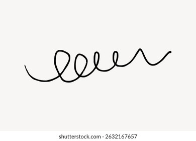 Simples linha de rabisco preto sobre um fundo branco. A linha sinuosa é abstrata e ondulada. Design minimalista com foco em linha de rabisco. Vetor de doodle bonito.