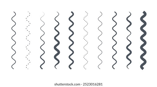 Patrón de trazo curvy ondulado negro simple en Vector fijo