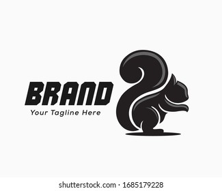 simple black stand squirrel stylish logo design inspiration