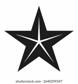 A simple black star icon design, isolated on a clean white background. Suitable for various applications, representing rating, favorite, or achievement.