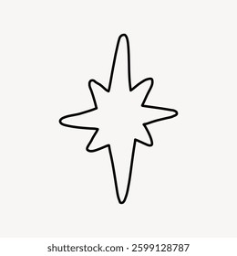 Simple black star outline on a white background. Star shape is bold and minimalistic. The star design is clean and versatile for various uses. Star element vector.
