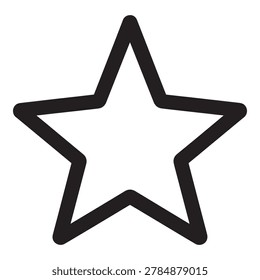 A simple black star shape icon on a pure white background, perfect for various design applications.