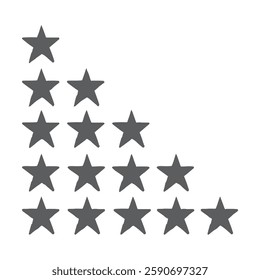 Simple black stars arranged in descending rows.