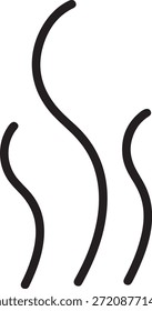 Simple black steam lines on a white background creating a minimalist visual representation of heat or vapor rising upwards.