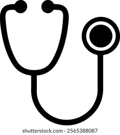 Simple black stethoscope icon vector