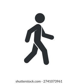 Simple black stick figure walking