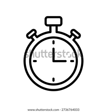 Simple black stopwatch icon on white background, symbolizing time, urgency, and countdown