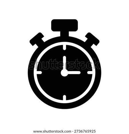 Simple black stopwatch icon on white background, representing time and urgency.