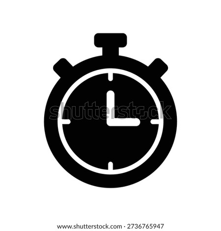Simple black stopwatch icon on white background, symbolizing time management and urgency.