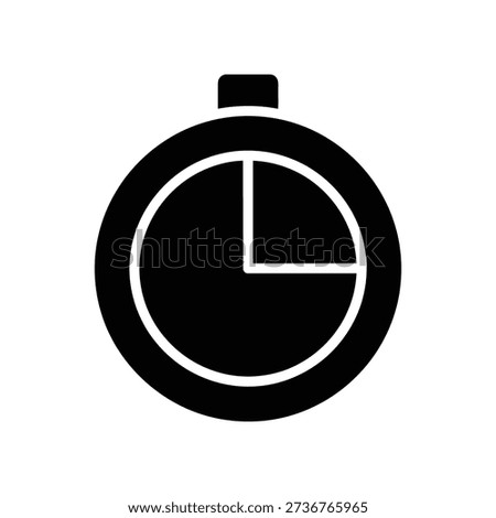 Simple black stopwatch icon, symbolizing time, urgency, or countdown on a white background.