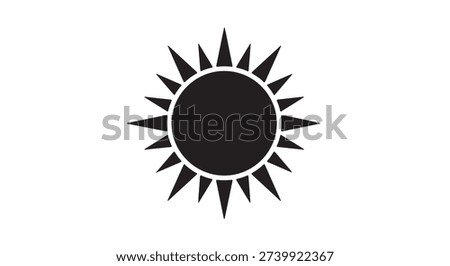 Simple black sun icon on white background, symbolizing energy and warmth.