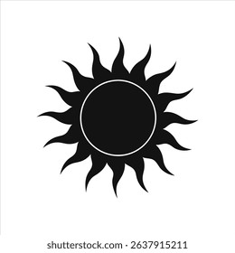 Simple Black Sun Silhouette Vector Art on White