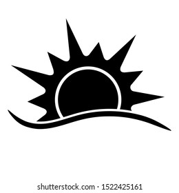 Simple black sunrise icon isolated on white background