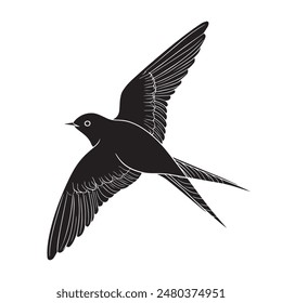 simple black swallow silhouette on white background