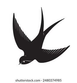 simple black swallow silhouette on white background
