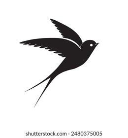 simple black swallow silhouette on white background