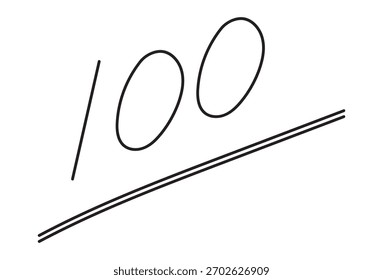 Einfaches schwarzes "100"-Symbol mit doppelter Unterstreichung, das für Zustimmung oder Exzellenz steht.