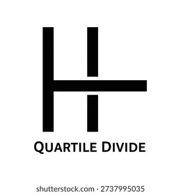 A simple black symbol with the text 'Quartile Divide' on a clean white background, representing statistical analysis and data division.