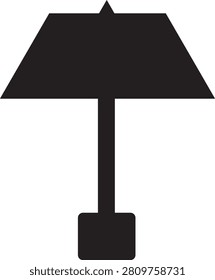 Simple black table lamp icon with square shade and base
