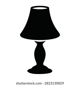 Simple black table lamp with transparent background silhouette design
