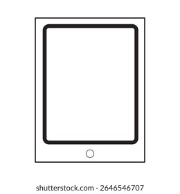 Simple black tablet icon with blank screen on white background