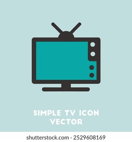 Un simple ícono de Vector negro y verde azulado de un televisor con una antena.