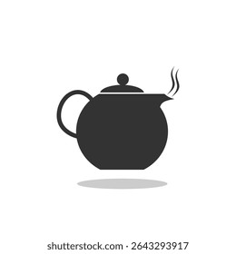 Ícone simples de ilustração de bule preto com sombra