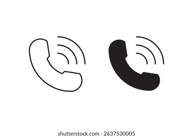 Simple black telephone call symbol isolated on white background