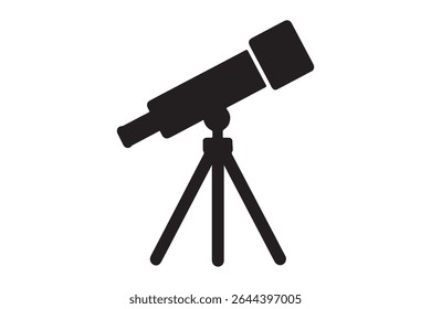 A simple black telescope icon on a white background view