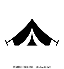 Simple black tent icon for camping and outdoor activities.