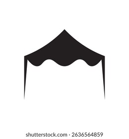 Simple black tent vector icon, perfect for outdoor events, food stalls, trade shows, and local markets.