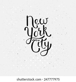 Simple Black Text Design for New York City Concept on Dotted White Background. Vector illustration.