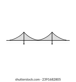 simple black thin line bridge logo. concept of place, visual identity, real estate contour, suspension bridge. flat style trend modern brand graphic art design vector illustration on white background