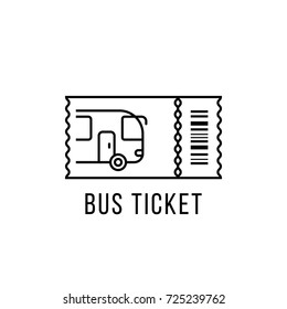 simple black thin line bus ticket logo. concept of purchase of a seat card for city land transport in internet. flat style trend modern logotype graphic linear art design element isolated on white