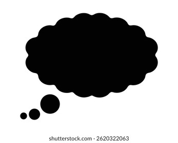 Un simple gráfico de burbuja de pensamiento negro, perfecto para agregar un toque de comunicación creativa a sus diseños. Utilice este Vector para ilustraciones, redes sociales y más