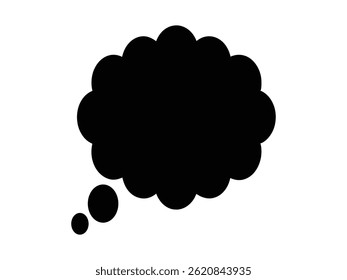 A simple black thought bubble icon. Perfect for representing speech, communication, ideas, and thoughts. Use this vector illustration in your design projects for a modern and clean look.