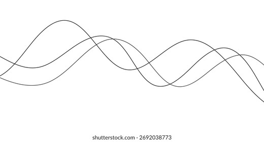 Arte de línea de tres ondas negro simple para fondo de póster de Anuncio.