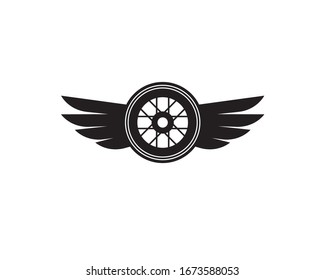 simple black tire with pair of wings attached