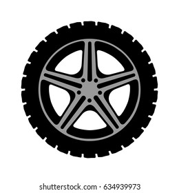 Simple black tire - stock vector