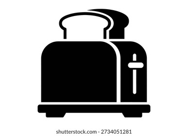 Torradeira preta simples com fatias de pão; aparelho de café da manhã; ferramenta de cozinha; dispositivo de cozinha; preparação de refeição matinal