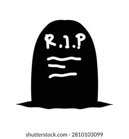 A simple, black tombstone icon with 'R.I.P.' inscribed. Represents death, mourning, and remembrance. Suitable for funeral or memorial themes.