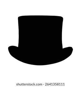 A simple black top hat silhouette, a classic formal accessory. Elegant and timeless design.